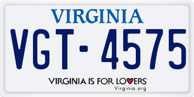 VA license plate VGT4575