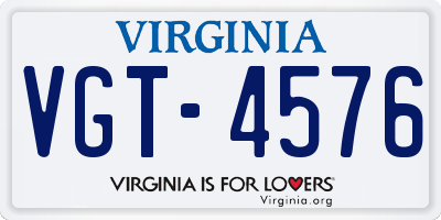 VA license plate VGT4576