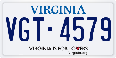 VA license plate VGT4579
