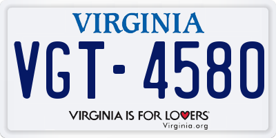VA license plate VGT4580