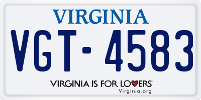 VA license plate VGT4583