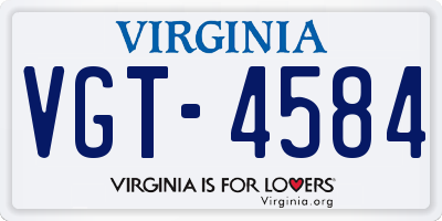 VA license plate VGT4584
