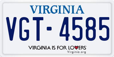 VA license plate VGT4585