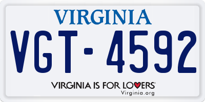 VA license plate VGT4592