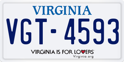 VA license plate VGT4593