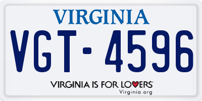 VA license plate VGT4596