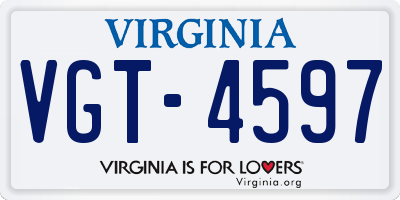 VA license plate VGT4597