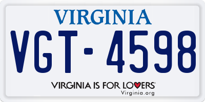 VA license plate VGT4598
