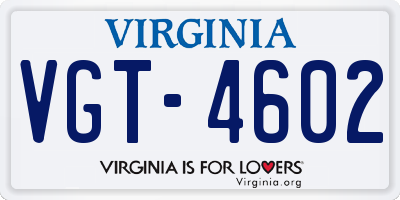 VA license plate VGT4602