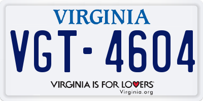 VA license plate VGT4604
