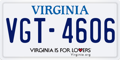 VA license plate VGT4606
