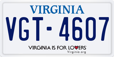 VA license plate VGT4607