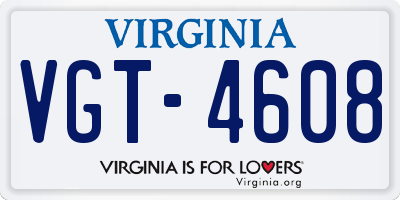 VA license plate VGT4608