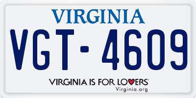 VA license plate VGT4609