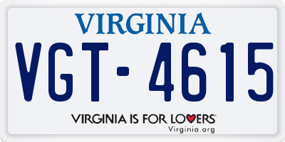 VA license plate VGT4615