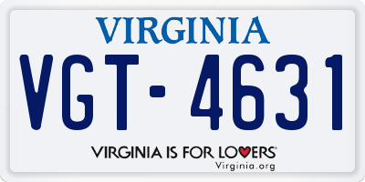 VA license plate VGT4631