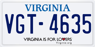 VA license plate VGT4635