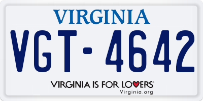 VA license plate VGT4642