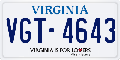 VA license plate VGT4643