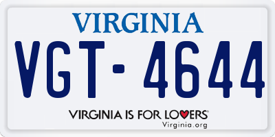 VA license plate VGT4644