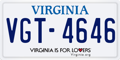 VA license plate VGT4646