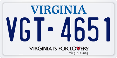 VA license plate VGT4651