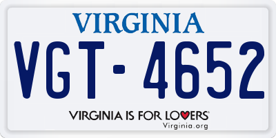 VA license plate VGT4652