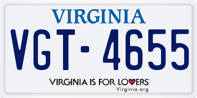 VA license plate VGT4655