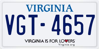 VA license plate VGT4657