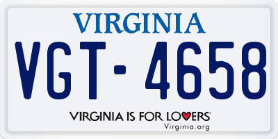 VA license plate VGT4658