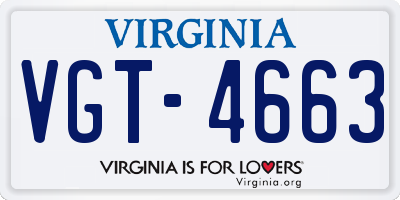 VA license plate VGT4663