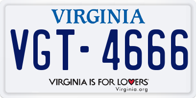 VA license plate VGT4666