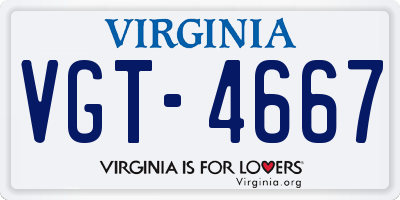 VA license plate VGT4667