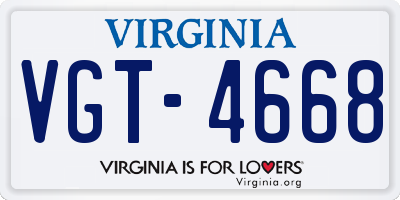 VA license plate VGT4668