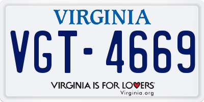 VA license plate VGT4669