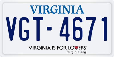 VA license plate VGT4671
