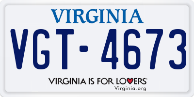 VA license plate VGT4673