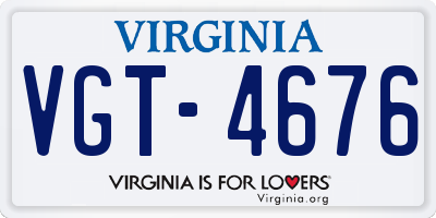 VA license plate VGT4676