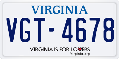 VA license plate VGT4678