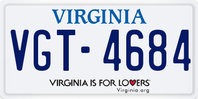 VA license plate VGT4684