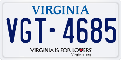 VA license plate VGT4685