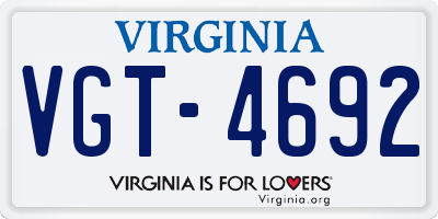 VA license plate VGT4692