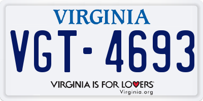 VA license plate VGT4693