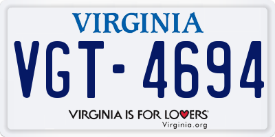 VA license plate VGT4694