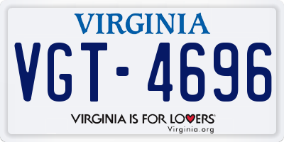 VA license plate VGT4696