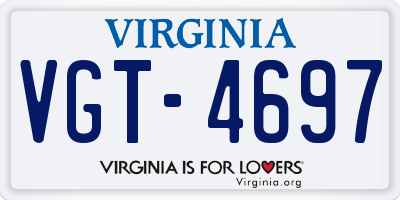 VA license plate VGT4697