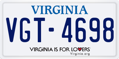 VA license plate VGT4698