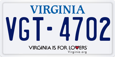 VA license plate VGT4702