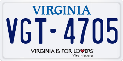 VA license plate VGT4705