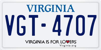 VA license plate VGT4707